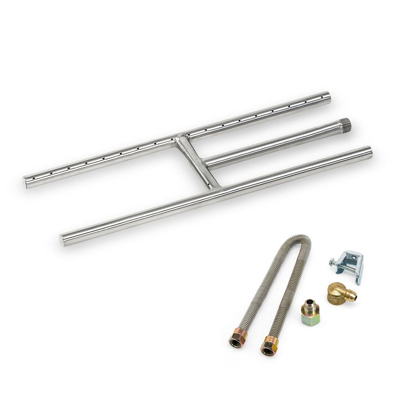 Load image into Gallery viewer, American Fire Glass Stainless Steel H-Style Fire Pit Burner (12" to 48")