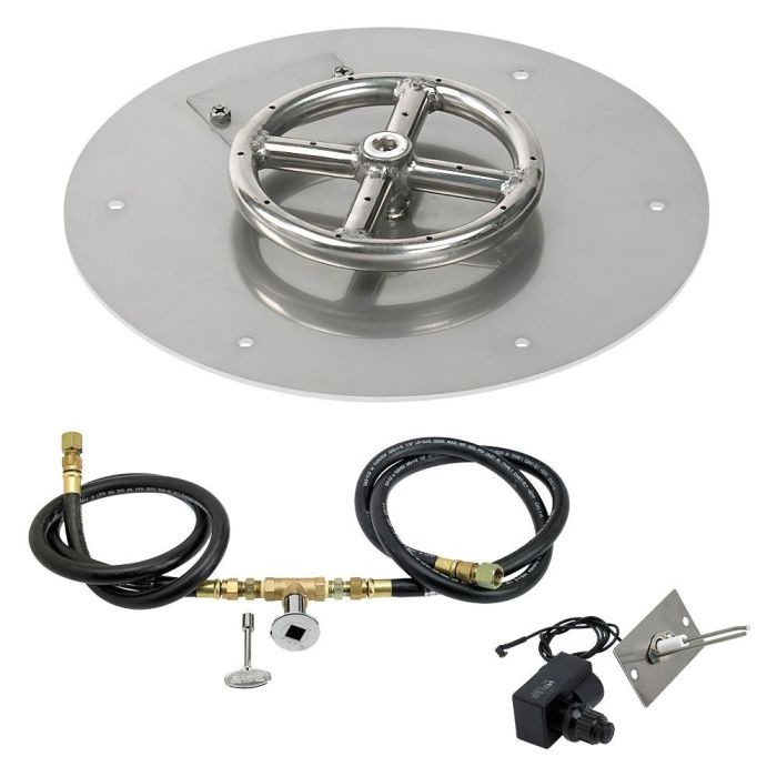 Load image into Gallery viewer, American Fire Glass Round Stainless Steel Flat Pan with Spark Ignition Kit
