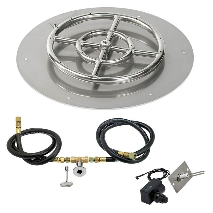 Load image into Gallery viewer, American Fire Glass Round Stainless Steel Flat Pan with Spark Ignition Kit