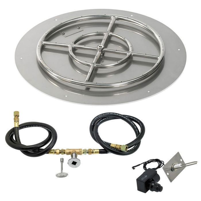 Load image into Gallery viewer, American Fire Glass Round Stainless Steel Flat Pan with Spark Ignition Kit