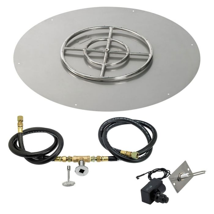 Load image into Gallery viewer, American Fire Glass Round Stainless Steel Flat Pan with Spark Ignition Kit