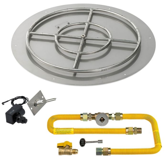 Load image into Gallery viewer, American Fire Glass Round Stainless Steel Flat Pan with Spark Ignition Kit