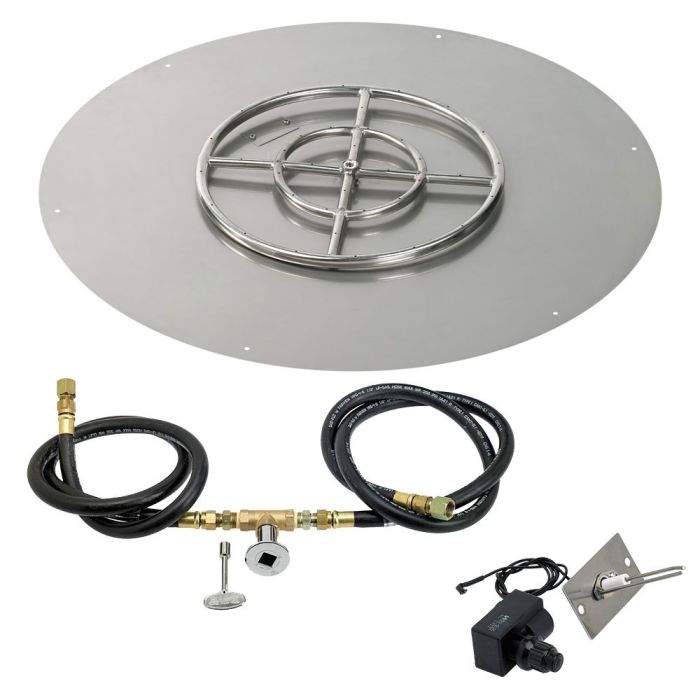 Load image into Gallery viewer, American Fire Glass Round Stainless Steel Flat Pan with Spark Ignition Kit