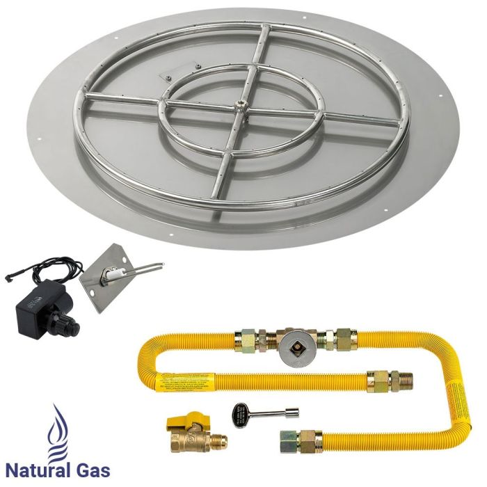 Load image into Gallery viewer, American Fire Glass Round Stainless Steel Flat Pan with Spark Ignition Kit