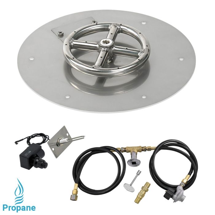Load image into Gallery viewer, American Fire Glass Round Stainless Steel Flat Pan with Spark Ignition Kit