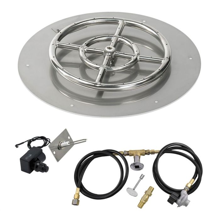 Load image into Gallery viewer, American Fire Glass Round Stainless Steel Flat Pan with Spark Ignition Kit