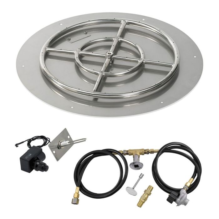 Load image into Gallery viewer, American Fire Glass Round Stainless Steel Flat Pan with Spark Ignition Kit