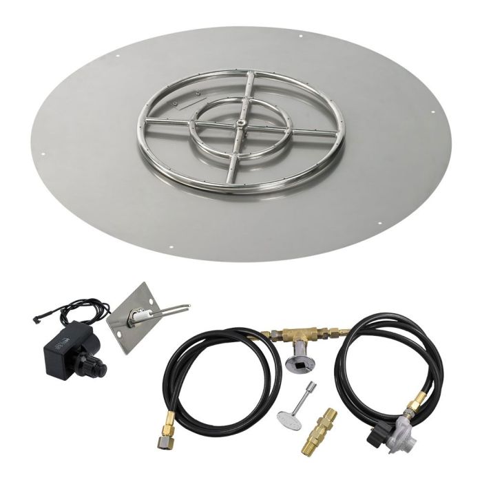 Load image into Gallery viewer, American Fire Glass Round Stainless Steel Flat Pan with Spark Ignition Kit