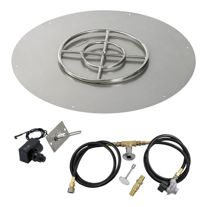 Load image into Gallery viewer, American Fire Glass Round Stainless Steel Flat Pan with Spark Ignition Kit