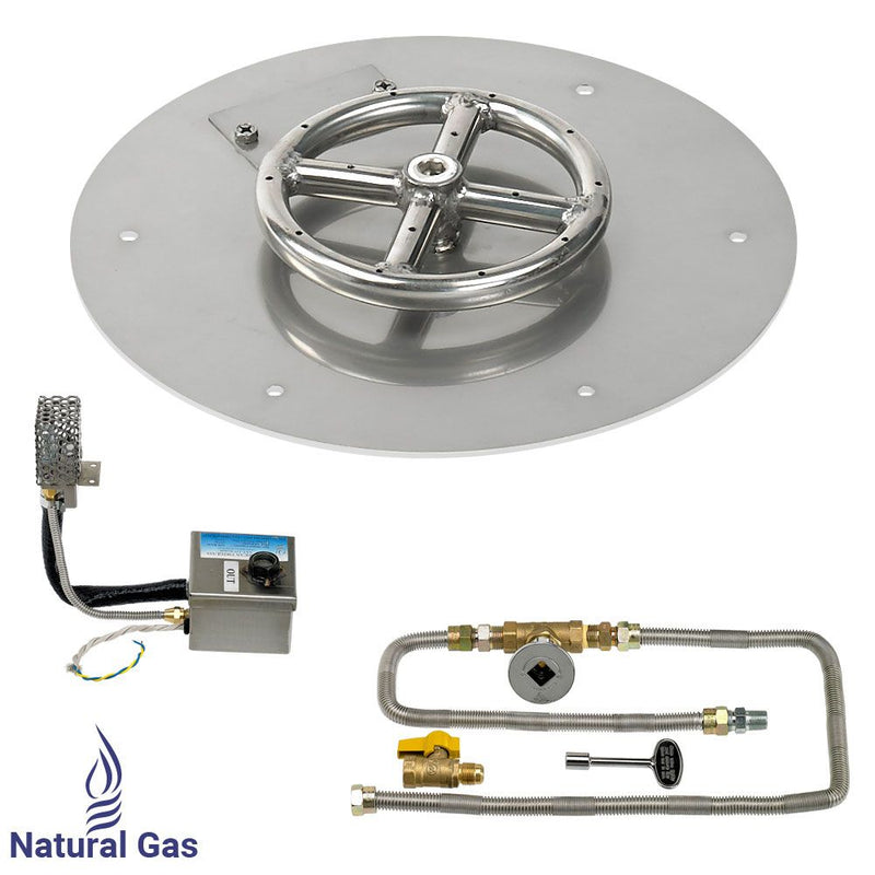 Load image into Gallery viewer, American Fire Glass Round Stainless Steel Flat Pan with AWEIS Electronic Ignition