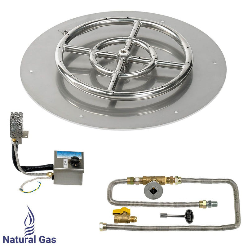Load image into Gallery viewer, American Fire Glass Round Stainless Steel Flat Pan with AWEIS Electronic Ignition