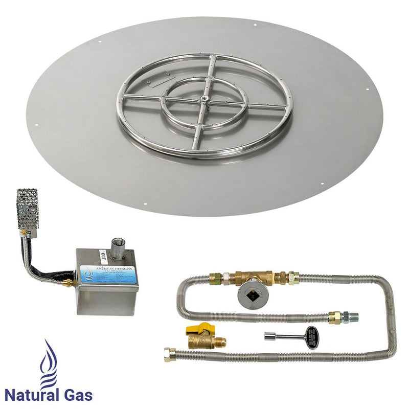 Load image into Gallery viewer, American Fire Glass Round Stainless Steel Flat Pan with AWEIS Electronic Ignition