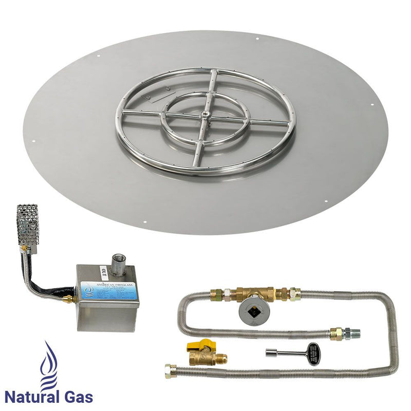 Load image into Gallery viewer, American Fire Glass Round Stainless Steel Flat Pan with AWEIS Electronic Ignition