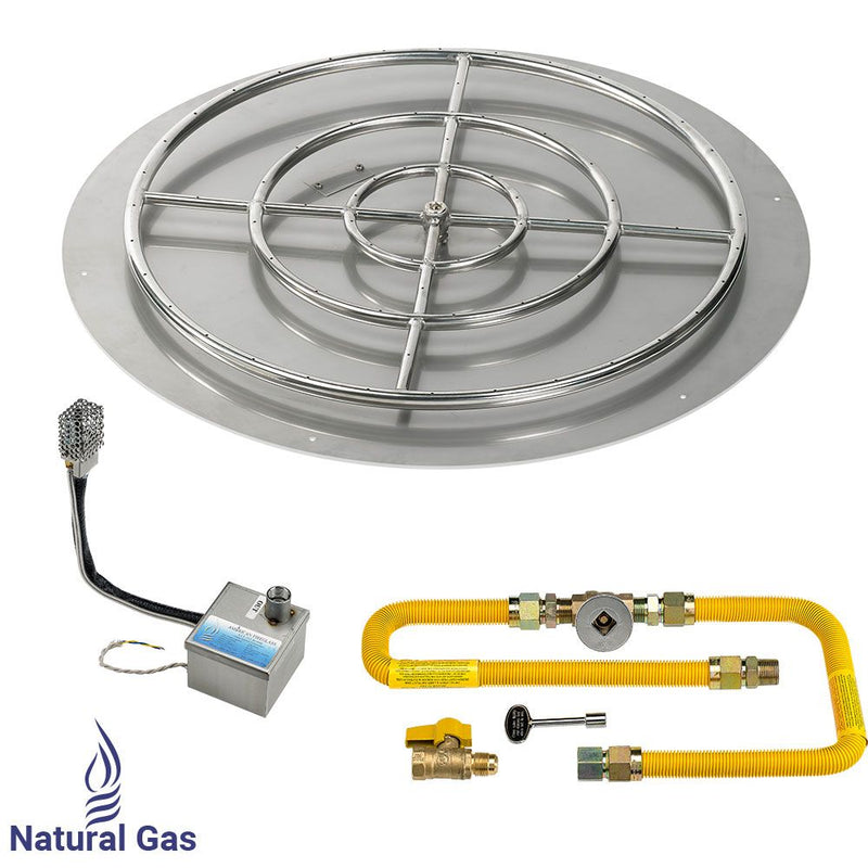 Load image into Gallery viewer, American Fire Glass Round Stainless Steel Flat Pan with AWEIS Electronic Ignition