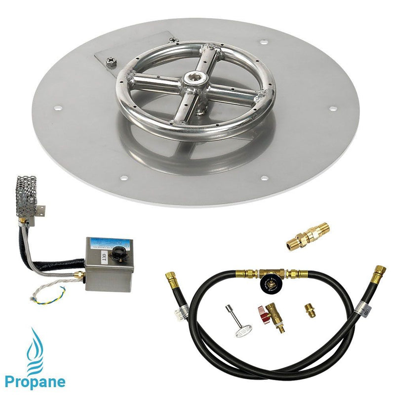 Load image into Gallery viewer, American Fire Glass Round Stainless Steel Flat Pan with AWEIS Electronic Ignition