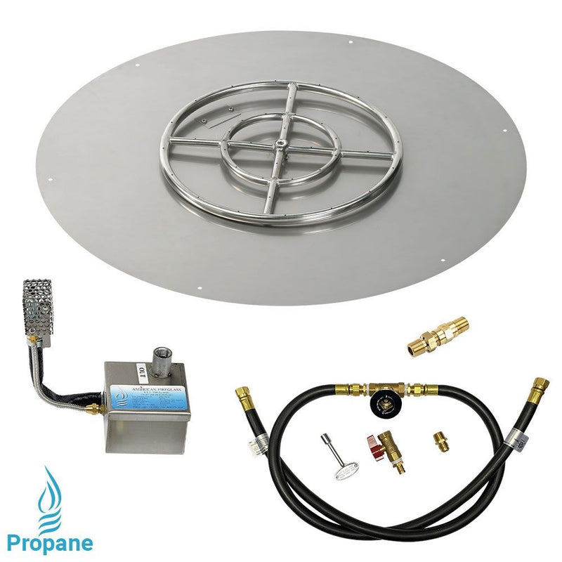 Load image into Gallery viewer, American Fire Glass Round Stainless Steel Flat Pan with AWEIS Electronic Ignition