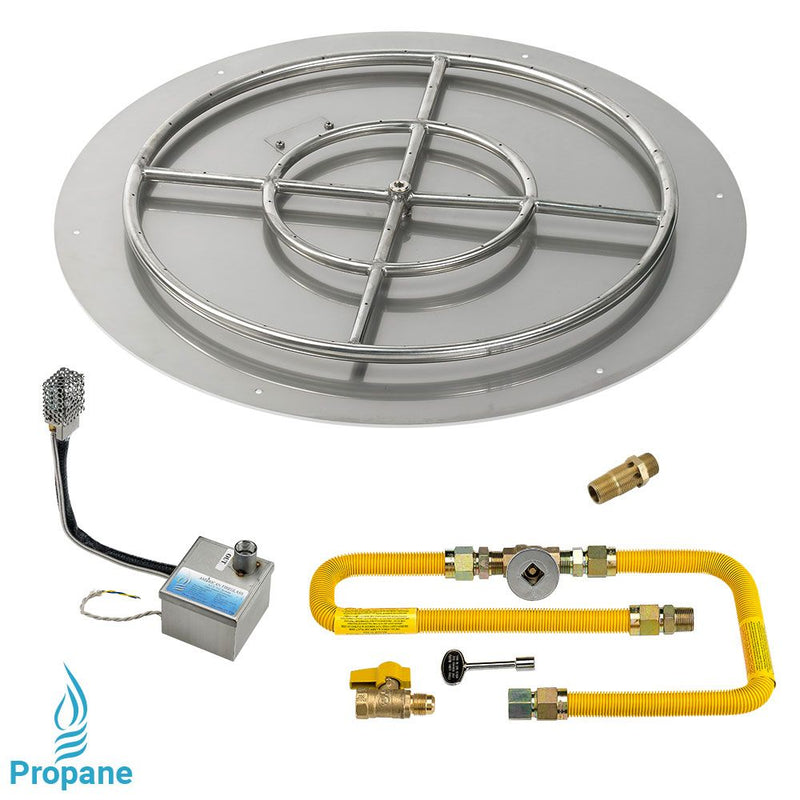 Load image into Gallery viewer, American Fire Glass Round Stainless Steel Flat Pan with AWEIS Electronic Ignition