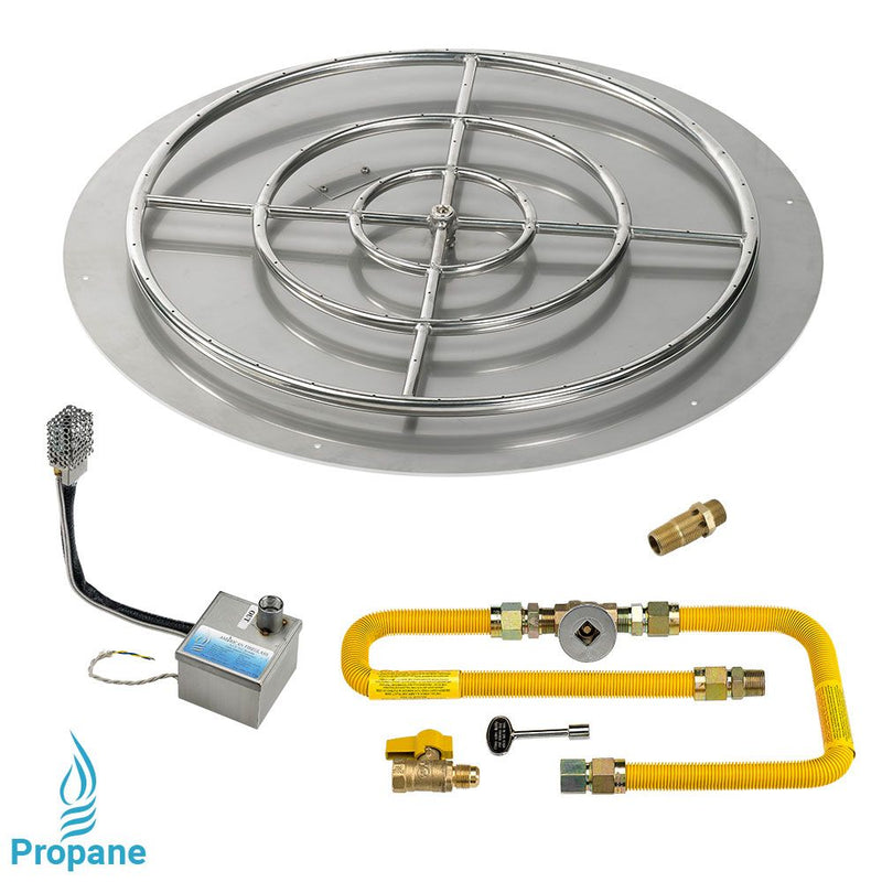 Load image into Gallery viewer, American Fire Glass Round Stainless Steel Flat Pan with AWEIS Electronic Ignition