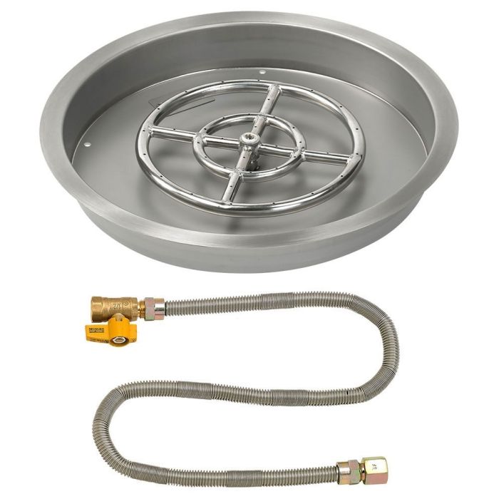Load image into Gallery viewer, American Fire Glass Round Stainless Steel Drop-In Fire Pit Pan with Match Light Kit