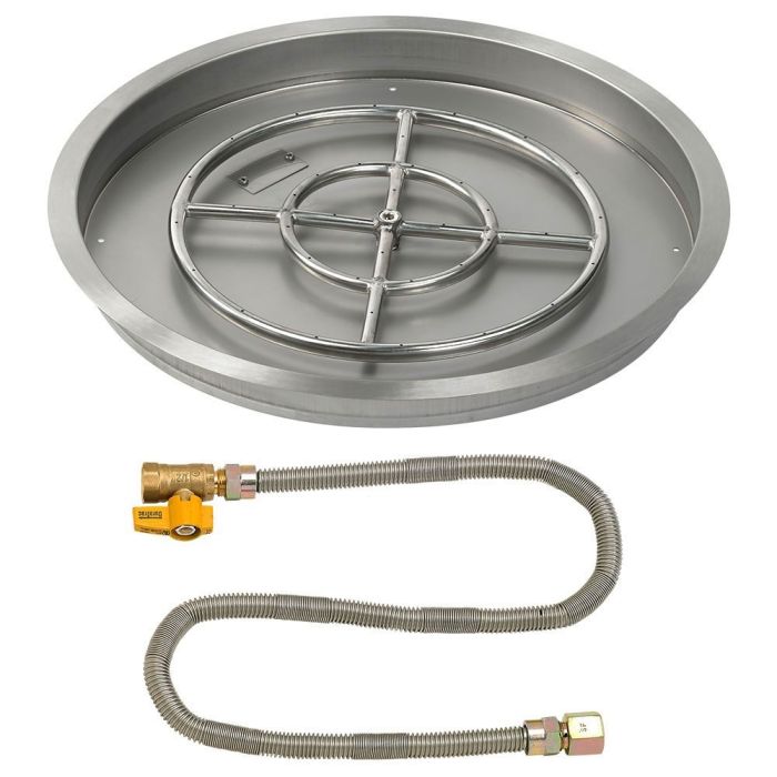 Load image into Gallery viewer, American Fire Glass Round Stainless Steel Drop-In Fire Pit Pan with Match Light Kit