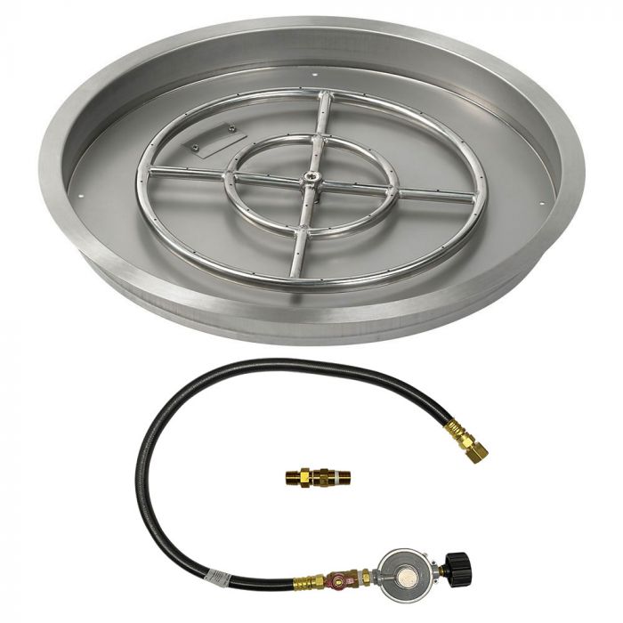 Load image into Gallery viewer, American Fire Glass Round Stainless Steel Drop-In Fire Pit Pan with Match Light Kit