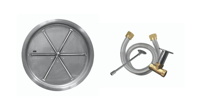 Firegear 19” Round Stainless Steel Drop-In Gas Pan Kit With MT Ignition - 125K BTU - Natural Gas