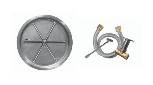 Firegear 25” Round Stainless Steel Drop-In Gas Pan Kit With MT Ignition - 145K BTU - Natural Gas