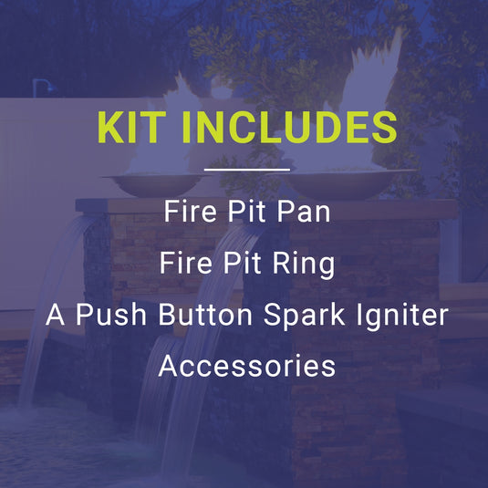 12" Square Drop-In Pan with Spark Ignition Kit (6" Fire Pit Ring) - Propane