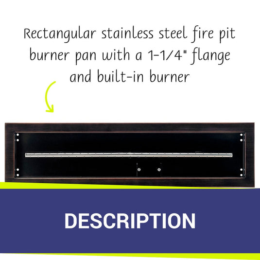 30" x 6" Oil Rubbed Bronze Linear Drop-In Fire Pit Pan