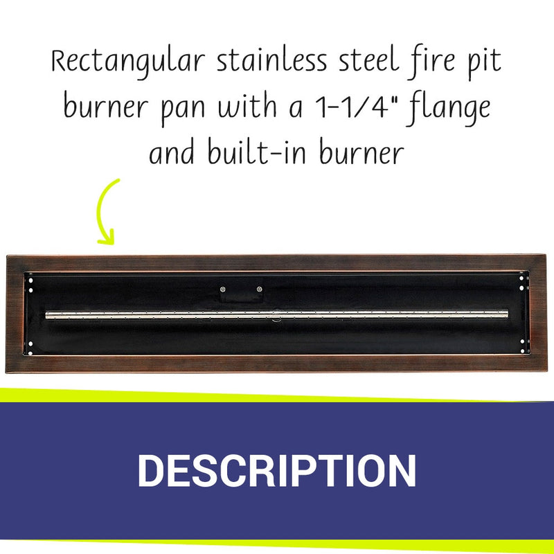 Load image into Gallery viewer, 36&quot; x 6&quot; Oil Rubbed Bronze Linear Drop-In Fire Pit Pan
