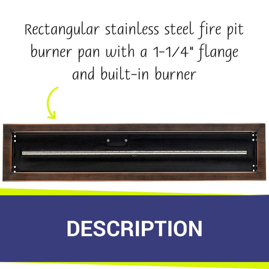 36" x 6" Oil Rubbed Bronze Linear Drop-In Fire Pit Pan