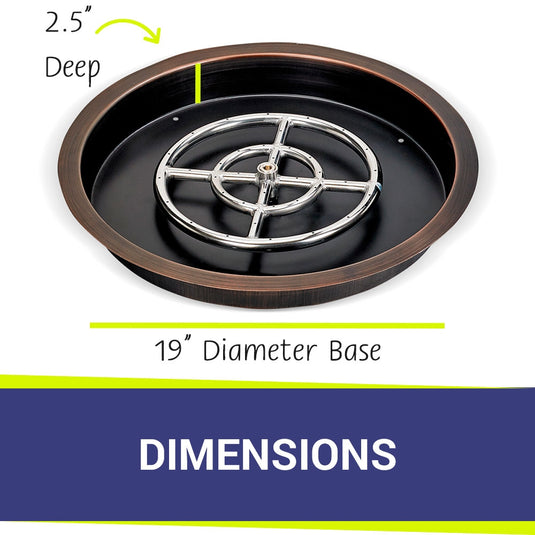 19” Round Oil Rubbed Bronze Drop-In Pan with 12” Ring Burner