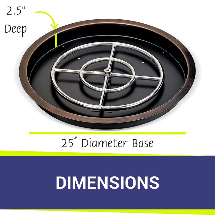 25” Round Oil Rubbed Bronze Drop-In Pan with 18” Ring Burner