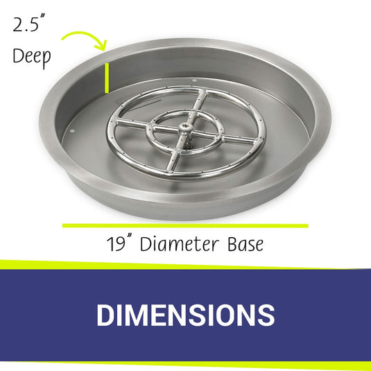 19" Stainless Steel Round Drop-In Pan With 12" Ring Burner