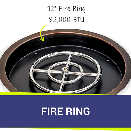 19” Round Oil Rubbed Bronze Drop-In Pan with 12” Ring Burner