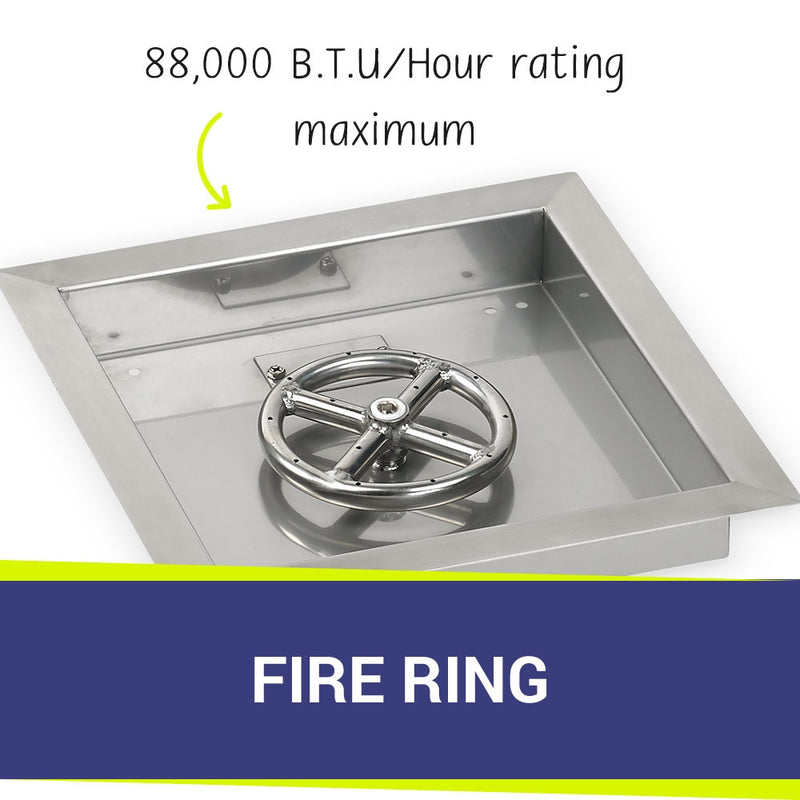 Load image into Gallery viewer, 12&quot; Stainless Steel Square Drop In Pan With 6&quot; Fire Ring
