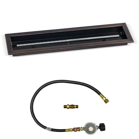 30"x 6" Linear Oil Rubbed Bronze Drop-In Pan with Match Light Kit - Propane