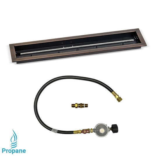 36"x 6" Linear Oil Rubbed Bronze Drop-In Pan with Match Light Kit - Propane