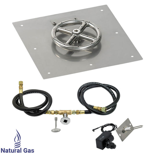 12" Square Flat Pan with Spark Ignition Kit (6" Ring) - Natural Gas