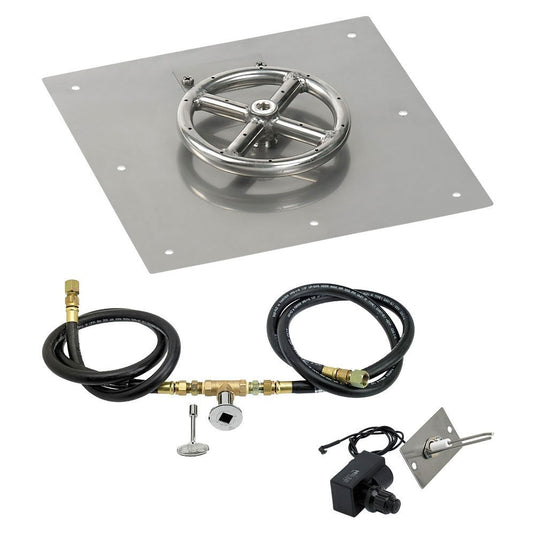 12" Square Flat Pan with Spark Ignition Kit (6" Ring) - Natural Gas