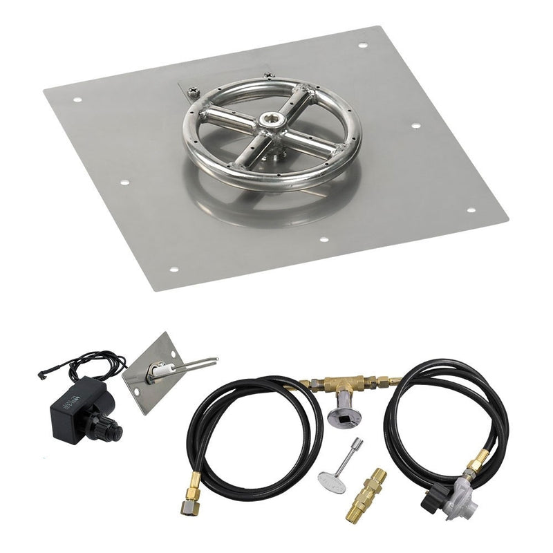 Load image into Gallery viewer, 12&quot; Square Flat Pan with Spark Ignition Kit (6&quot; Ring) - Propane
