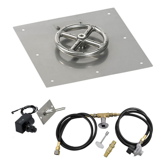 12" Square Flat Pan with Spark Ignition Kit (6" Ring) - Propane