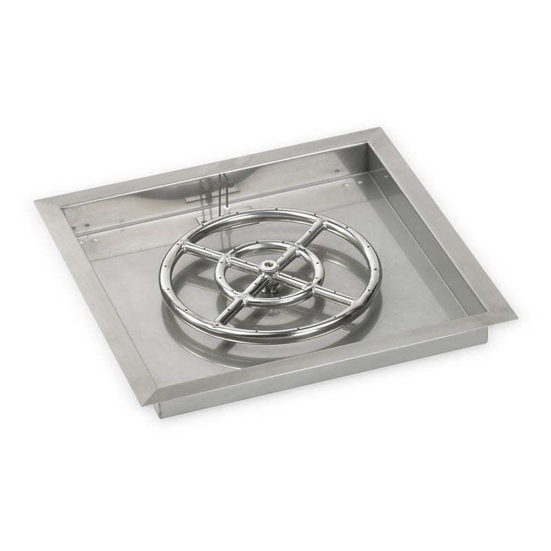 Load image into Gallery viewer, 18&quot; Stainless Steel Square Drop In Pan With 12&quot; Fire Ring
