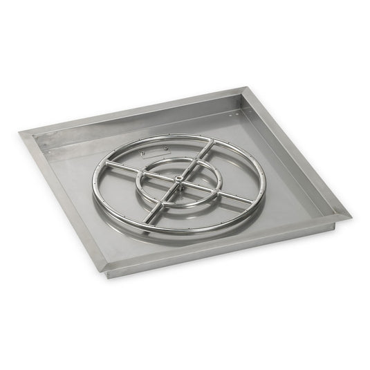 24" Stainless Steel Square Drop In Pan With 18" Fire Ring