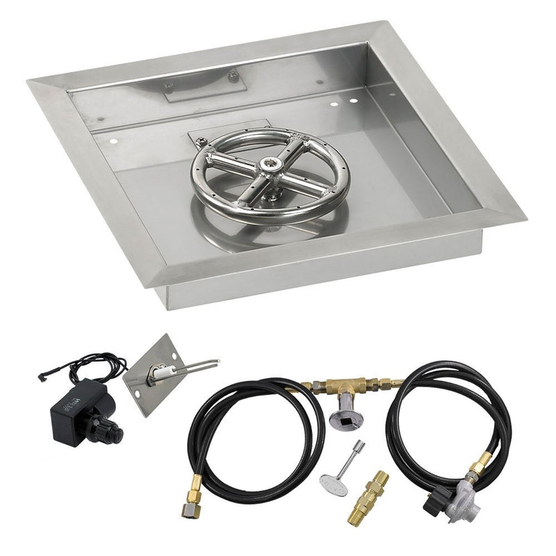 Load image into Gallery viewer, 12&quot; Square Drop-In Pan with Spark Ignition Kit (6&quot; Fire Pit Ring) - Propane
