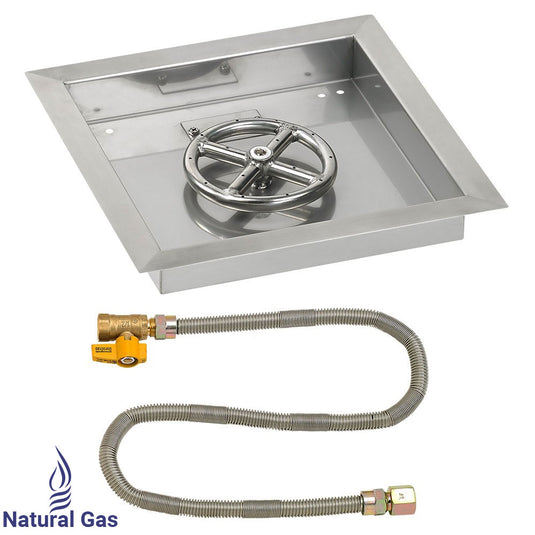 12" Square Drop-In Pan with Match Light Kit (6" Fire Pit Ring) - Natural Gas