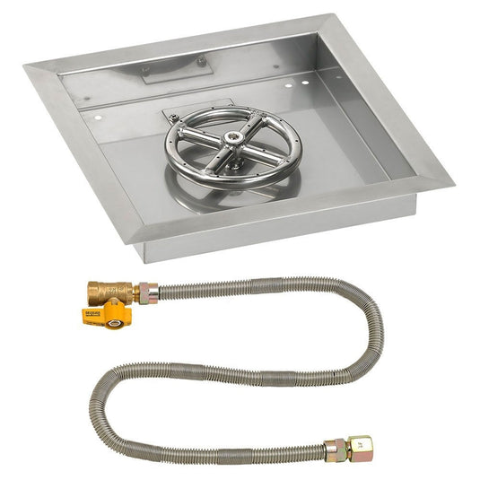 12" Square Drop-In Pan with Match Light Kit (6" Fire Pit Ring) - Natural Gas