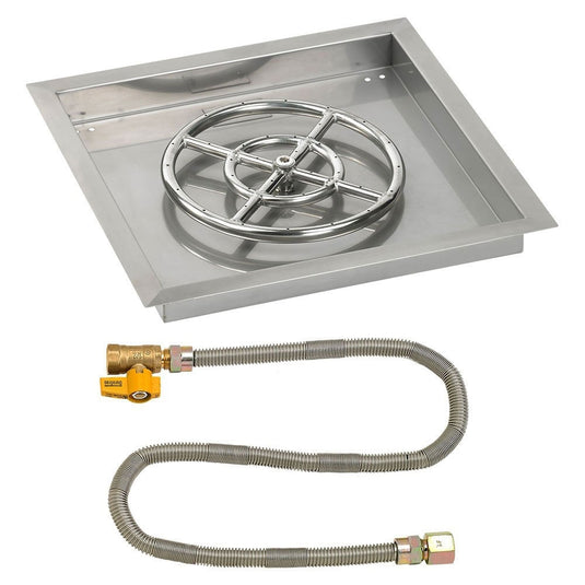 18" Square Drop-In Pan with Match Light Kit (12" Fire Pit Ring) - Natural Gas