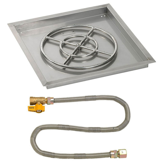 24" Square Drop-In Pan with Match Light Kit (18" Fire Pit Ring) - Natural Gas