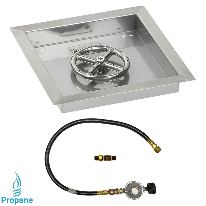 Load image into Gallery viewer, 12&quot; Square Drop-In Pan with Match Light Kit (6&quot; Fire Pit Ring) - Propane
